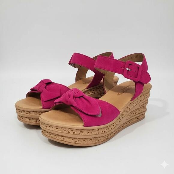 Gabor Teman Wedge Heel Sandals in Pink Suede - Picture 3 of 8